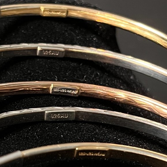 5 Vintage Tri Gold Bangles - 9251/2014kAU (3 mark) and 925AU (2 mark) - Picture 4 of 12